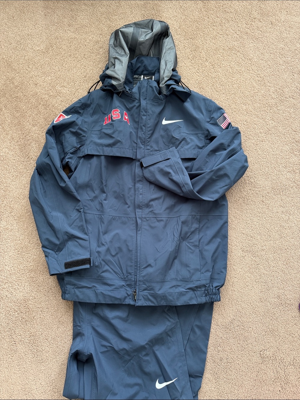 Nike Navy Blue USA Team Storm Fit Rain Jacket and Pants Set